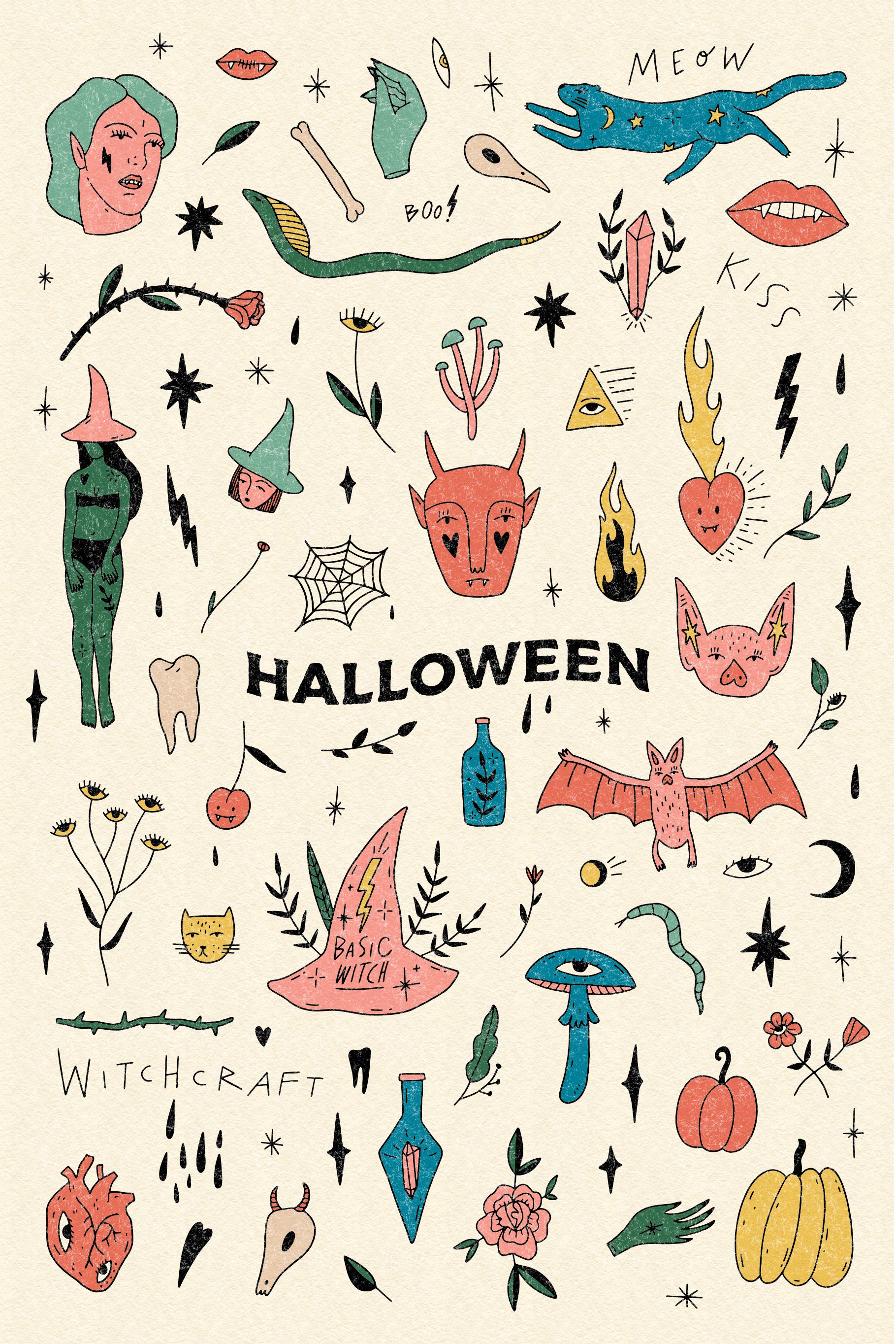 Colorful Halloween elements.