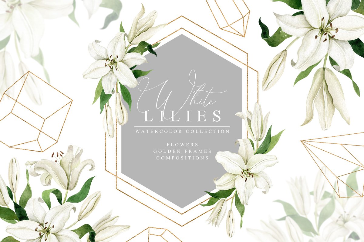 Cover image of White Lilies Watercolor Set.