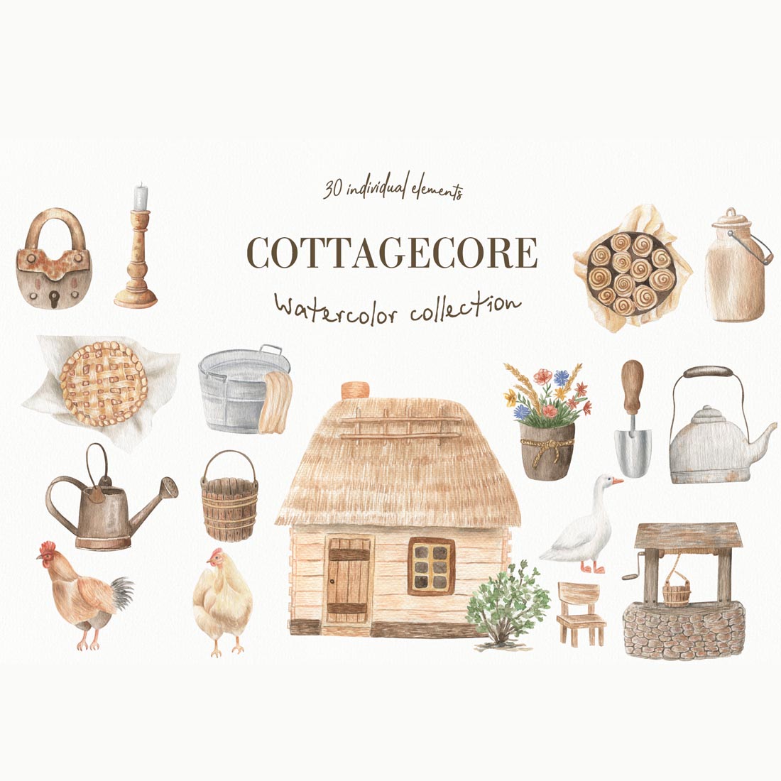Cottagecore watercolor collection.