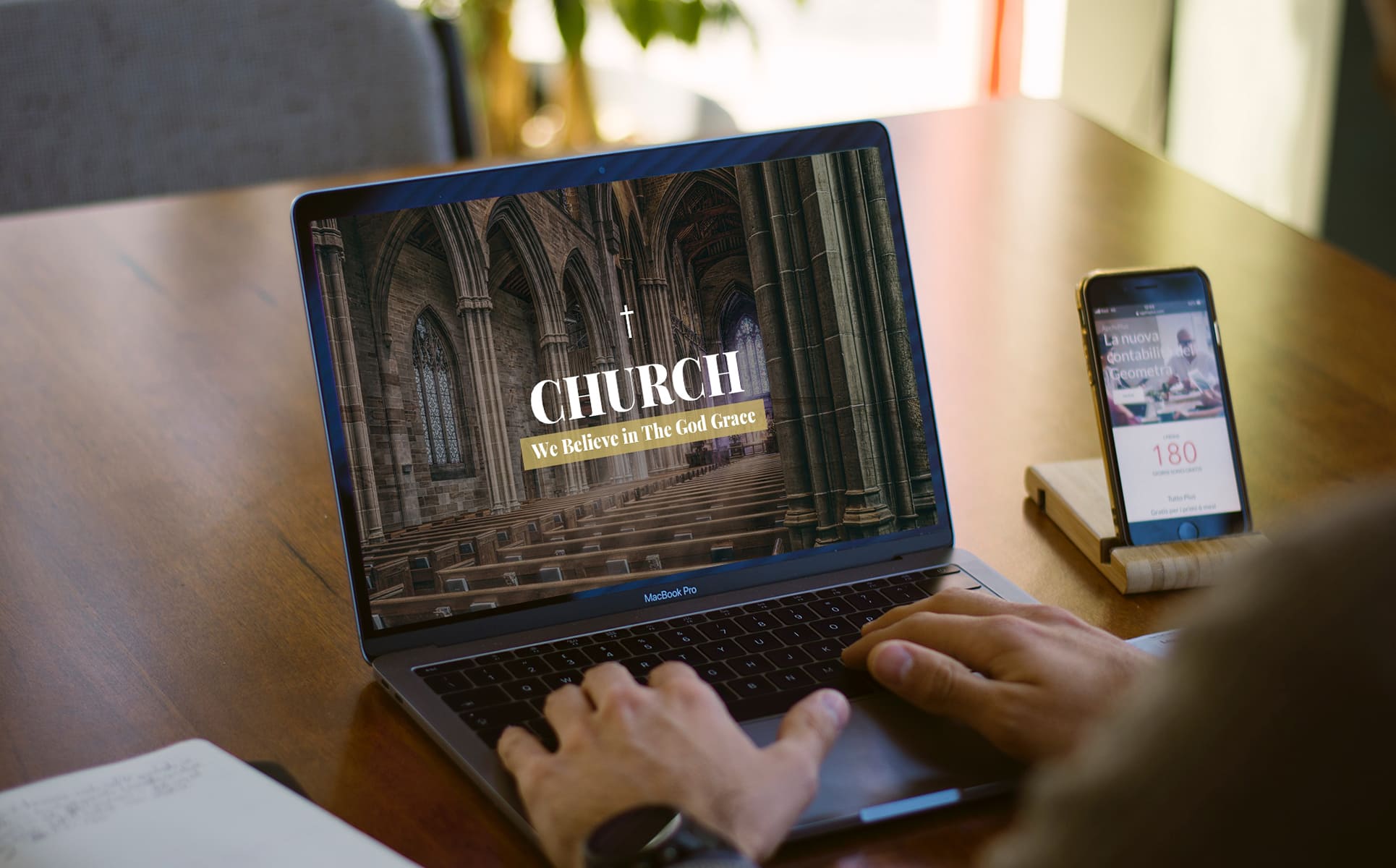 Dark laptop option of the Church Presentation Template.