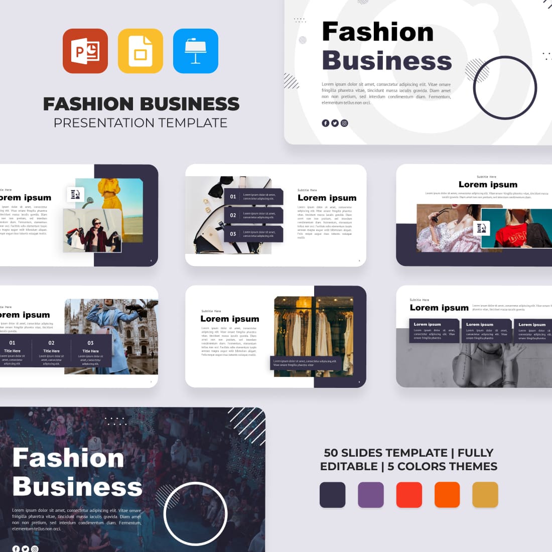 Fashion Business Presentation Template cover.