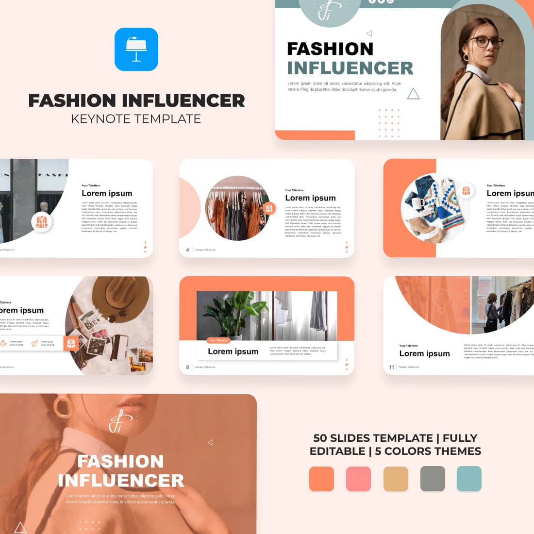 Fashion Influencer Keynote Template cover.