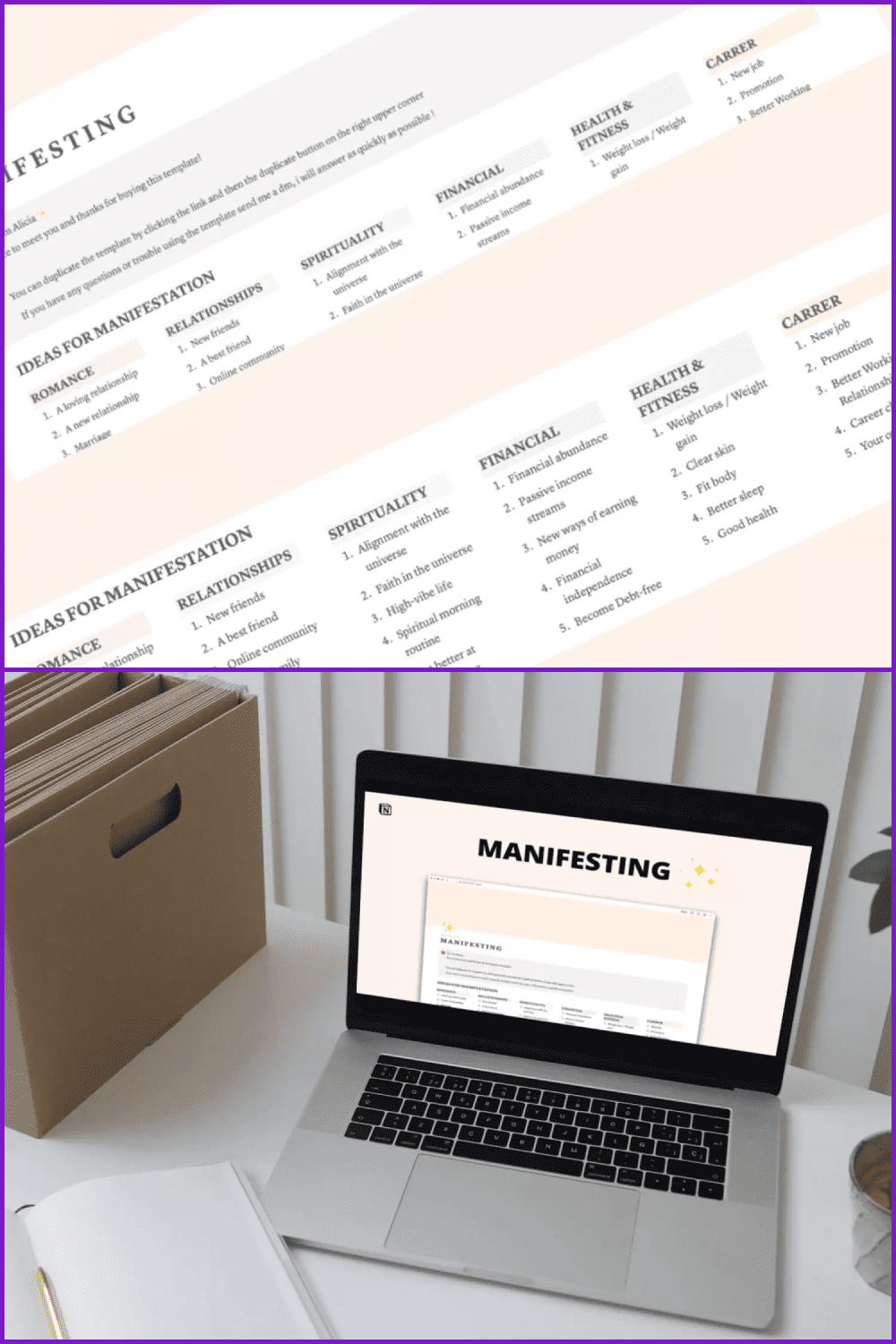 Manifesting Project and Task Management Dashboard (Notion Dashboard Templates).