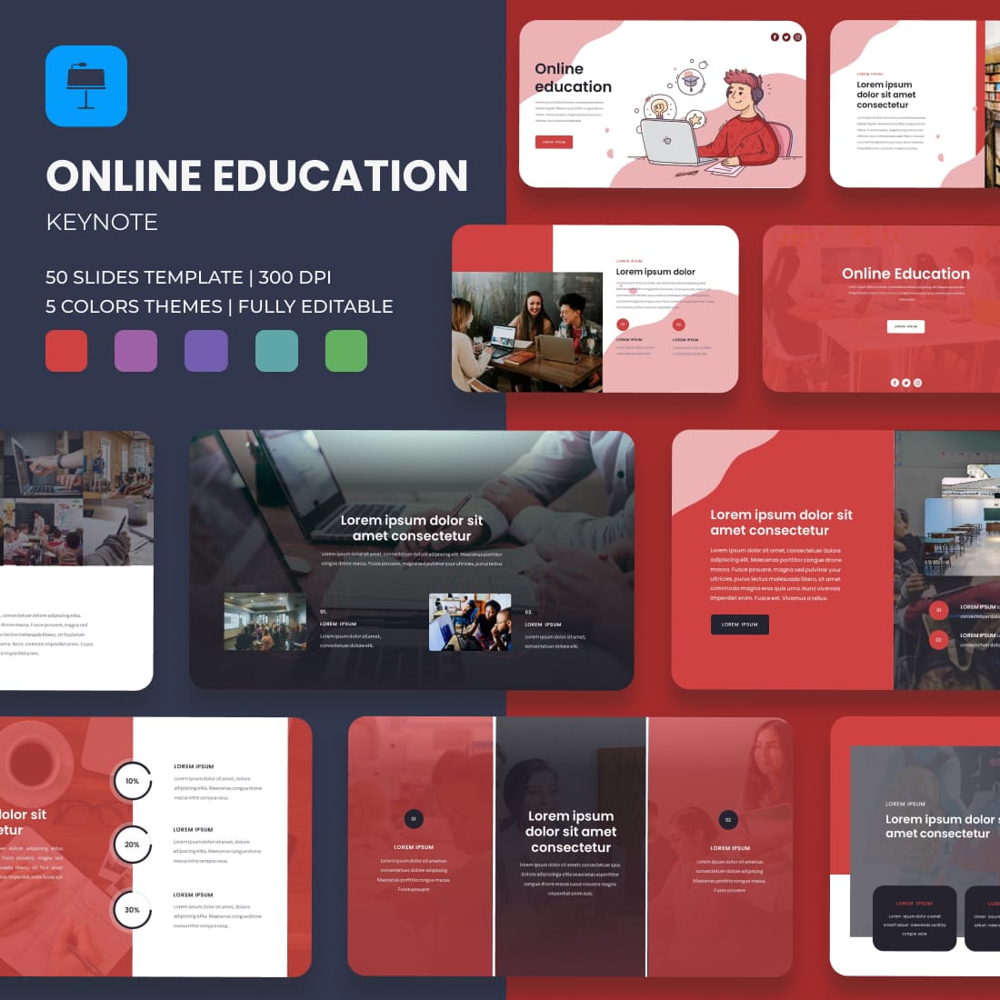 Online Education Keynote Template: 50 Slides.