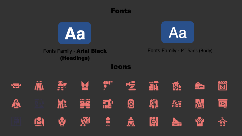 Template contains the own icons and fonts.