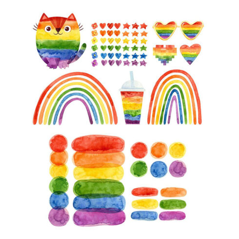 LGBT pride month clipart & seamless patterns. LGBTQ flags, Watercolor ...