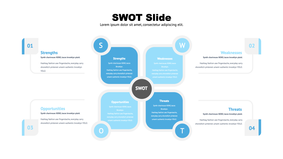 SWOT analysis is presented in the form of honeycombs.