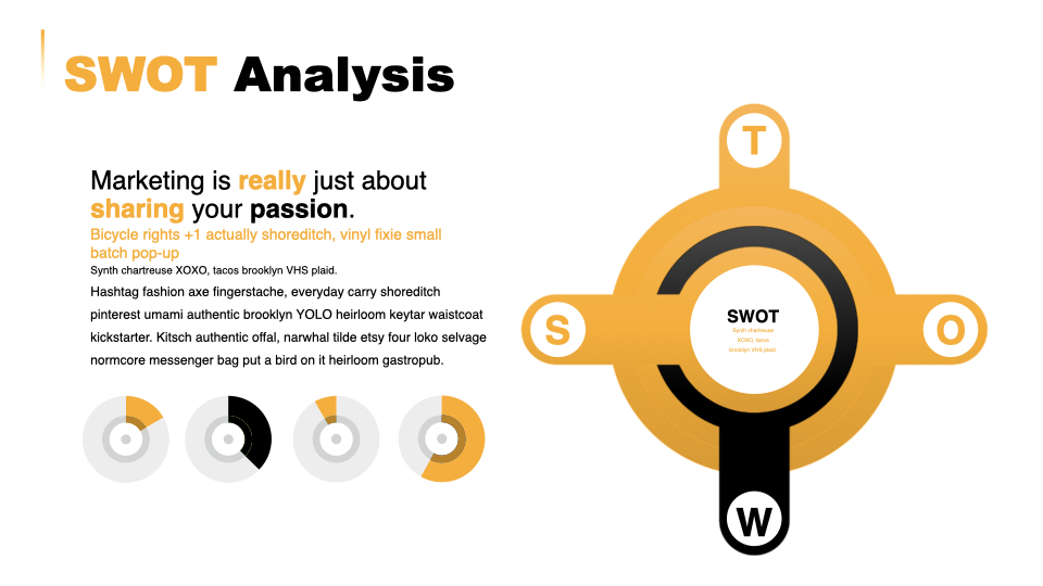 SWOT analysis is presented in the form of a sight with a description of each element.