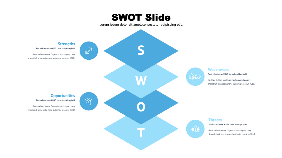 Stylish and informative infographics for SWOT analysis.