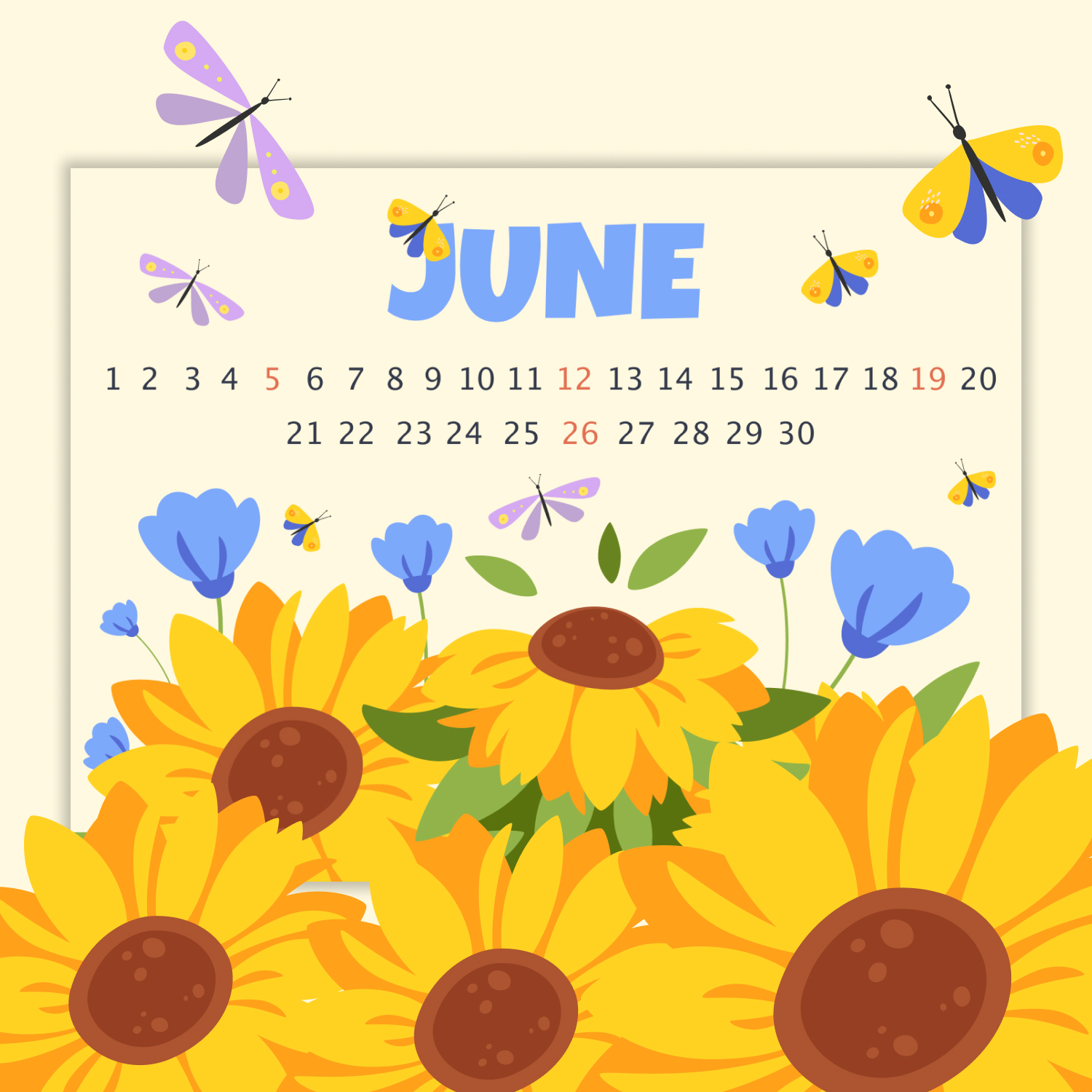 Ukraine Flowers Free June Calendar cover.