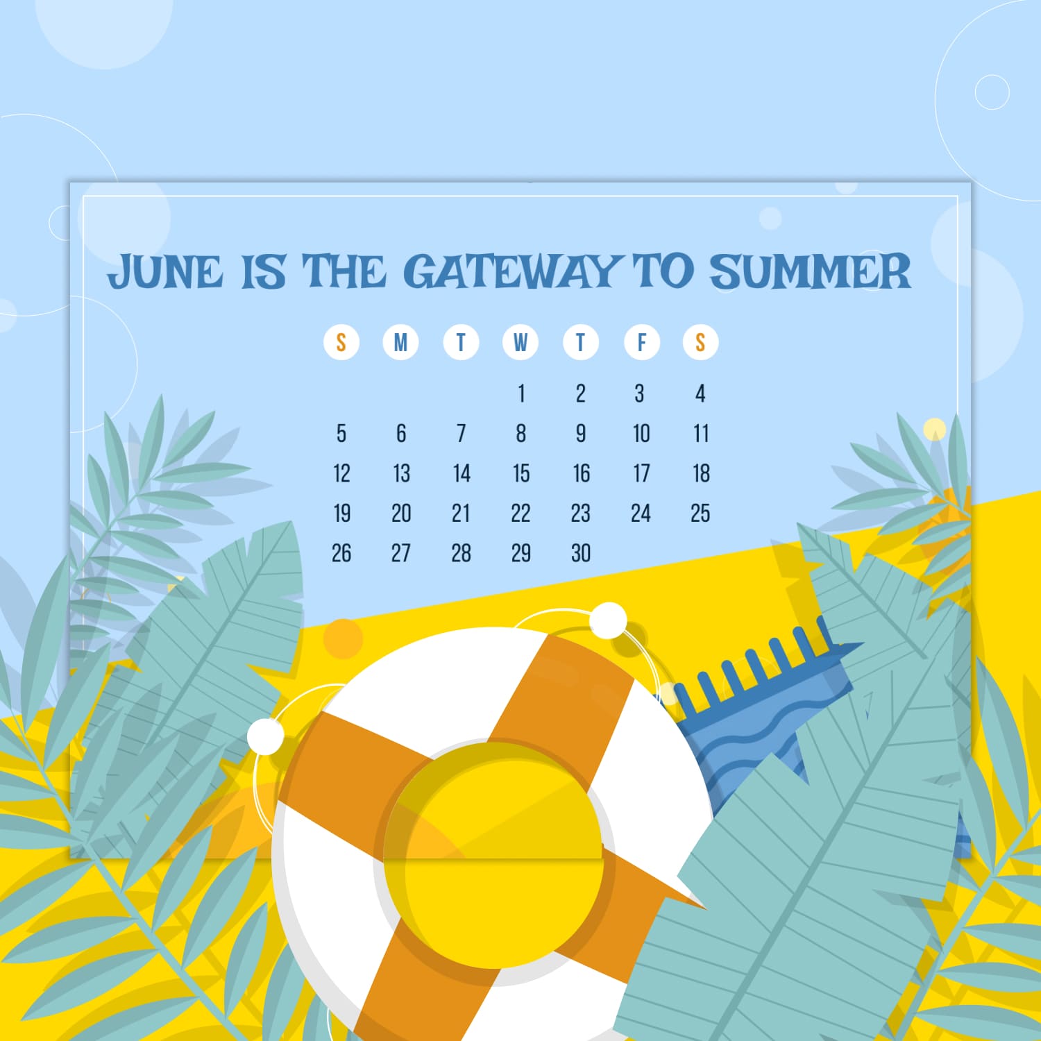 Free June Editable Calendar cover.
