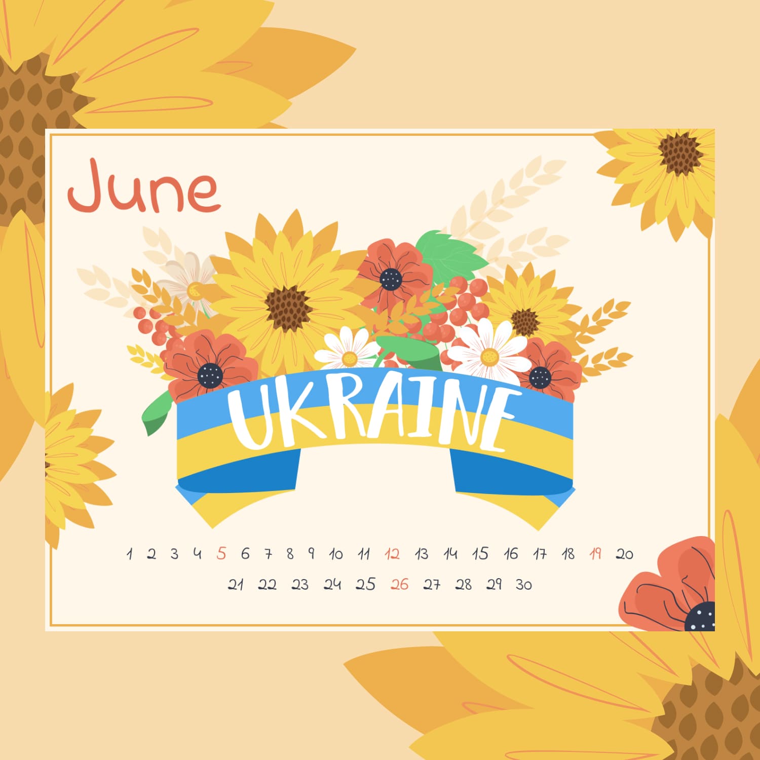 Ukraine Free June Calendar cover.