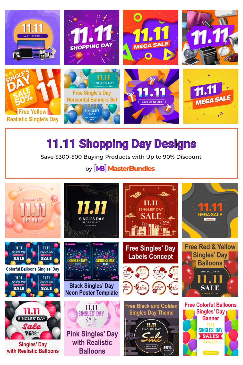 11.11 shopping day designs pinterest image.