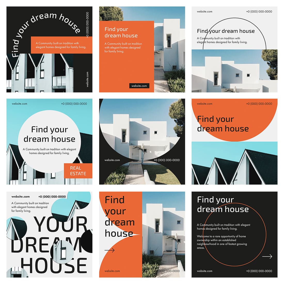 10 real estate instagram post templates cover.