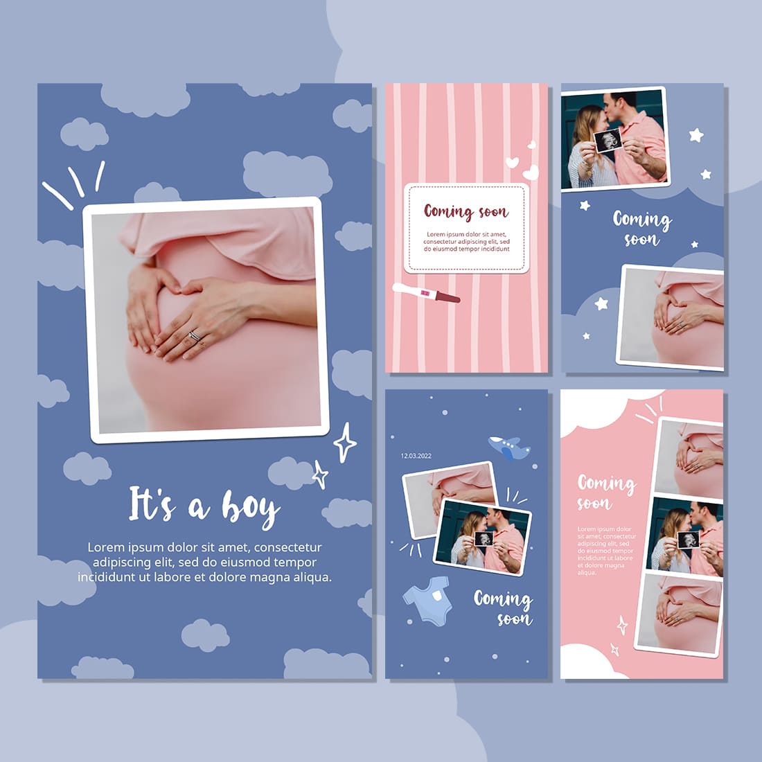 5 pregnancy instagram story templates cover.