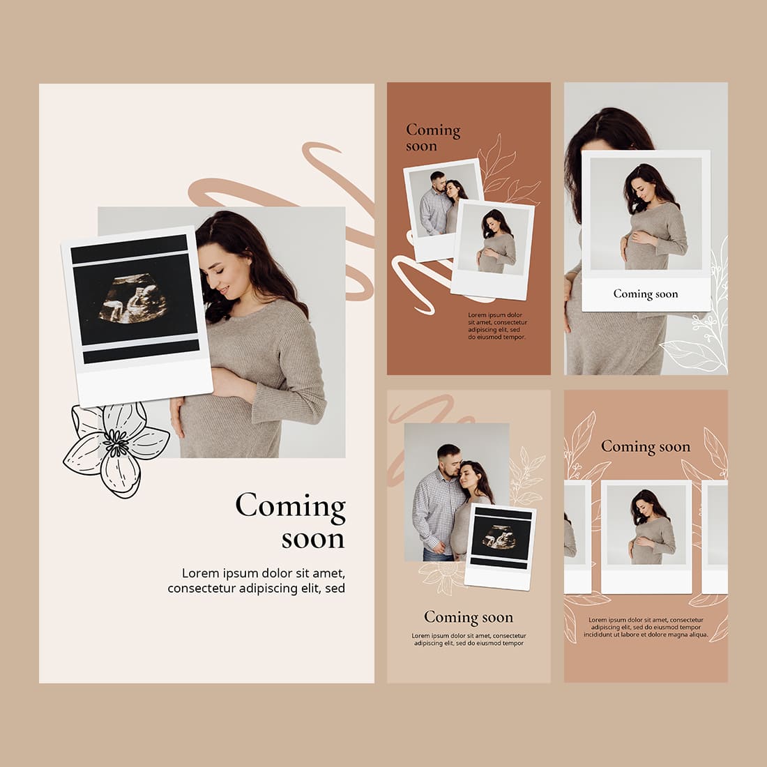 5 pregnancy instagram story templates cover.