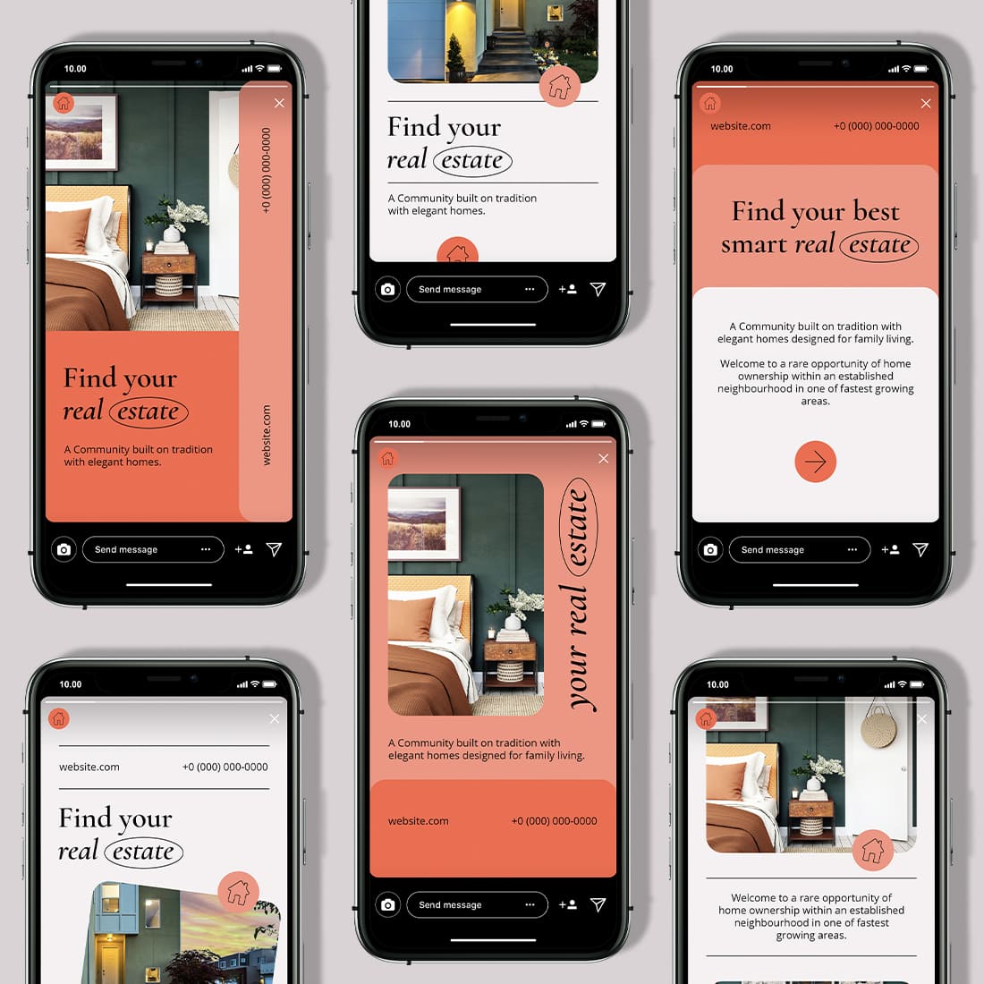 10 real estate instagram Story templates cover.