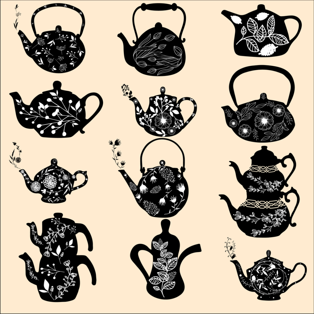 12 Hand Drawn Vector Teapots with Herbal Tea - MasterBundles