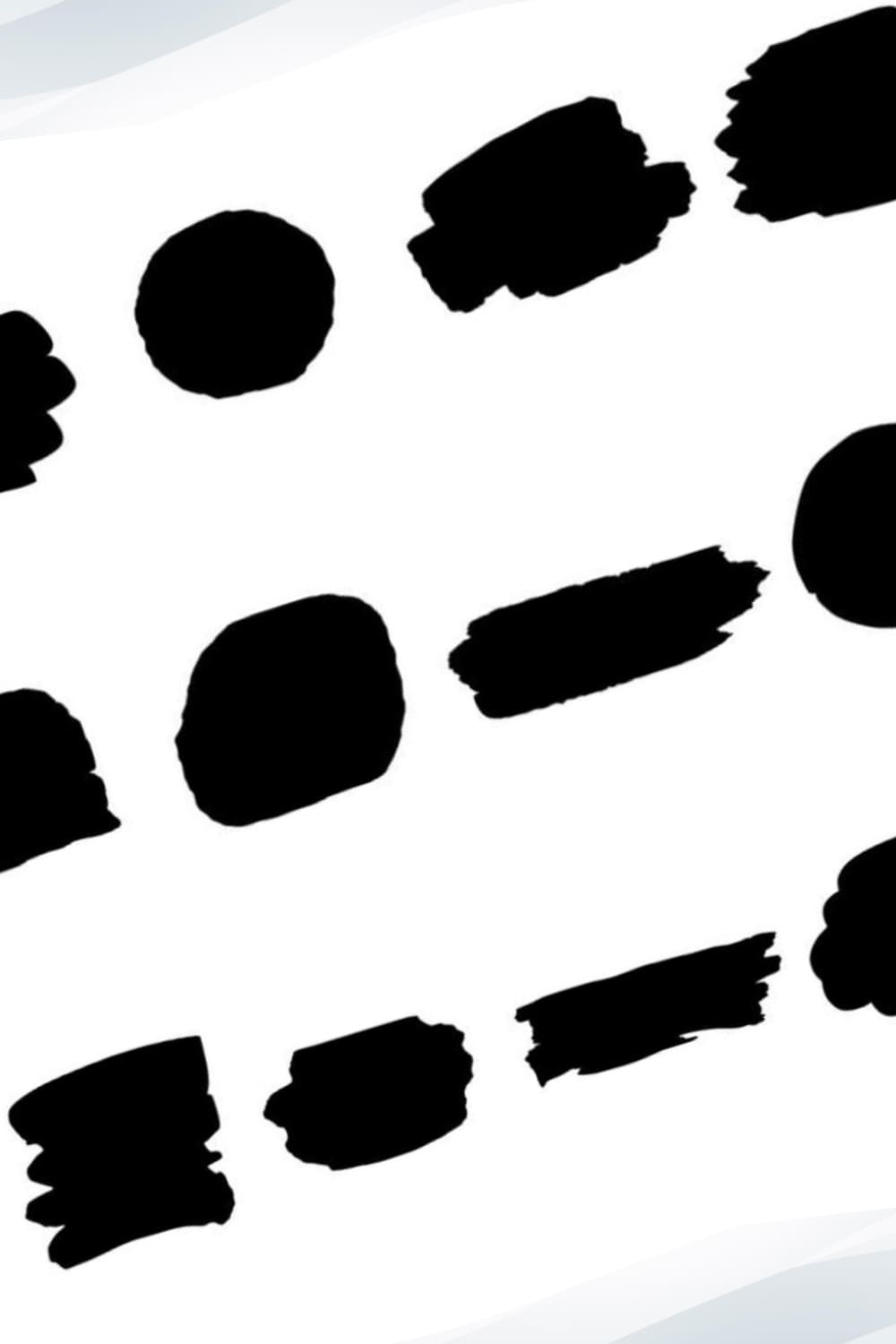 Diverse of brush shapes in BW colors.