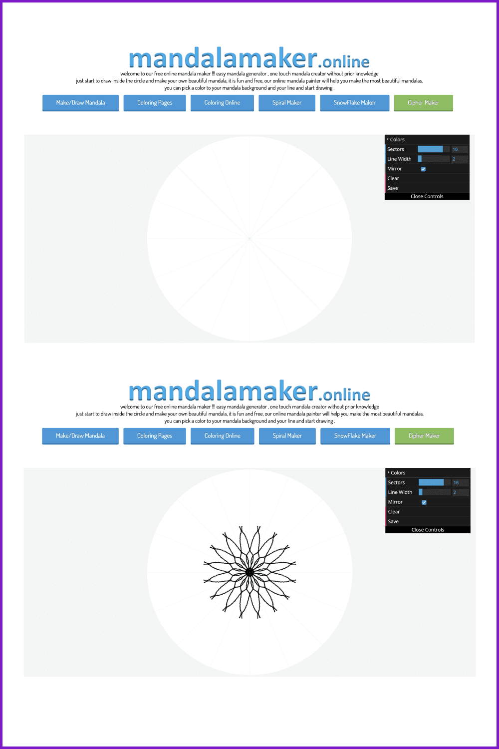 You can create online any version of the mandala, even according to your design.