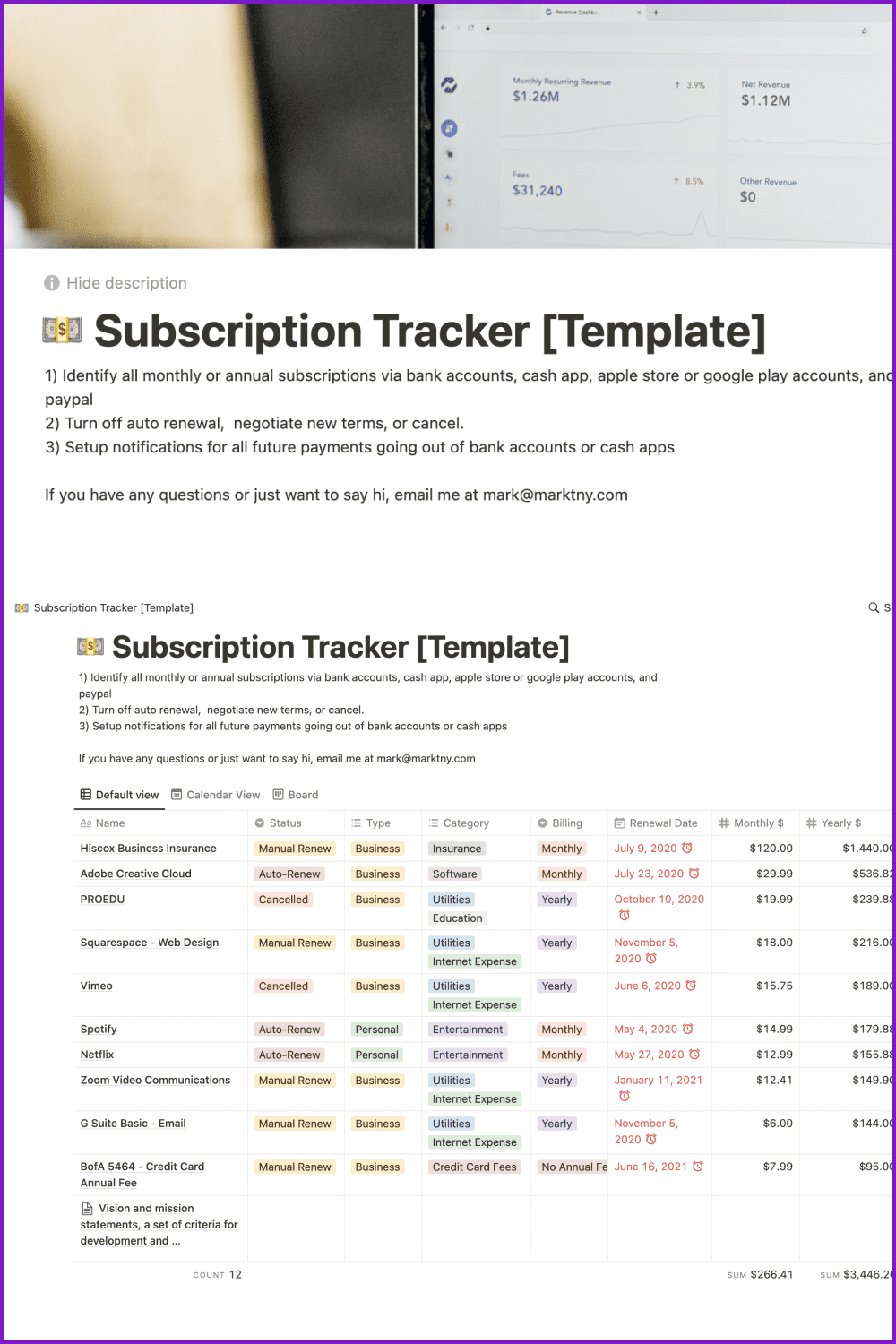 Subscription Tracker.