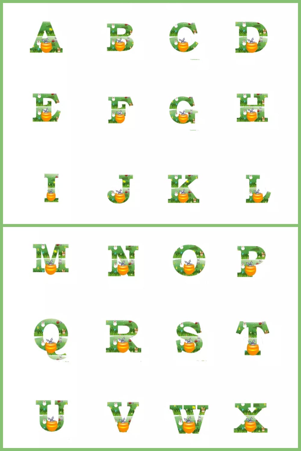 Monogrammed letter cliparts for Easter products.