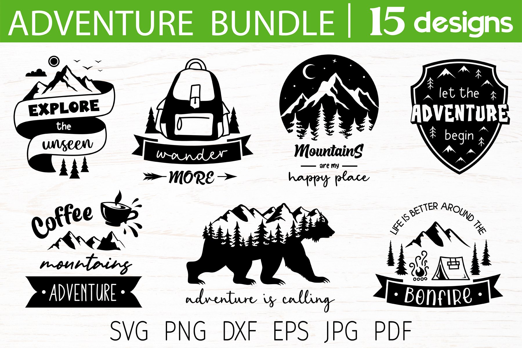 Cover image of Adventure SVG Bundle.