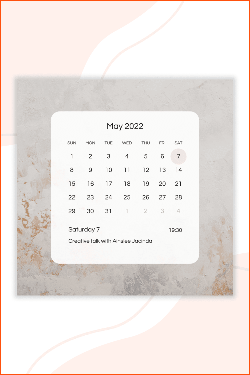 Neutral Minimalist May 2022 Calendar.