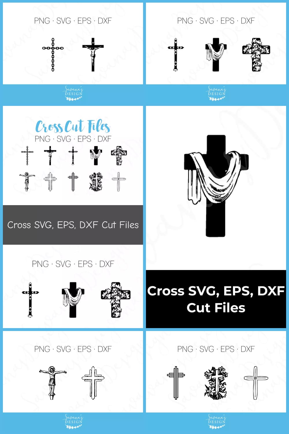 Cross SVG, EPS, DXF Cut Files.