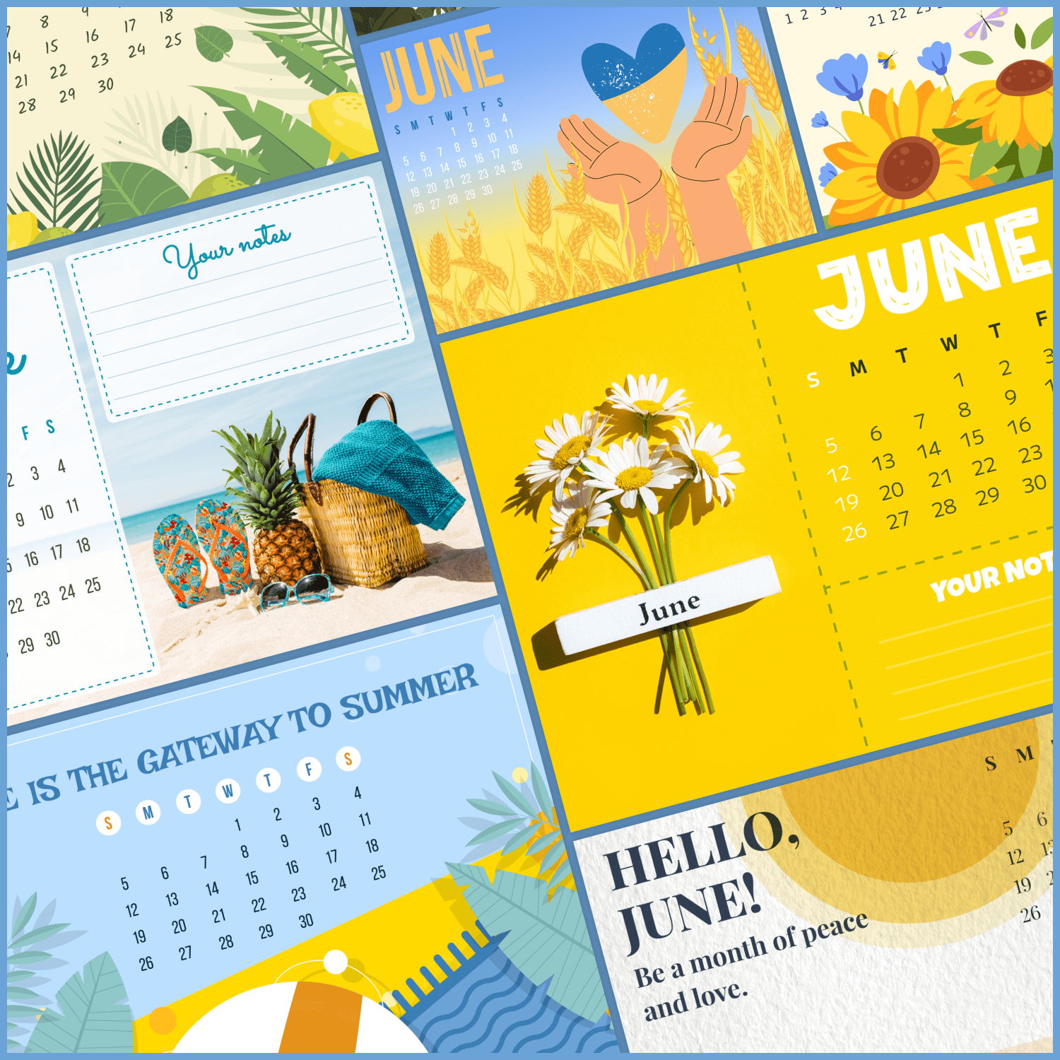 10 free editable june calendars cover.