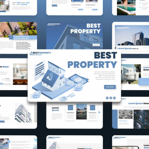 Best Property Real Estate Presentation Template cover.