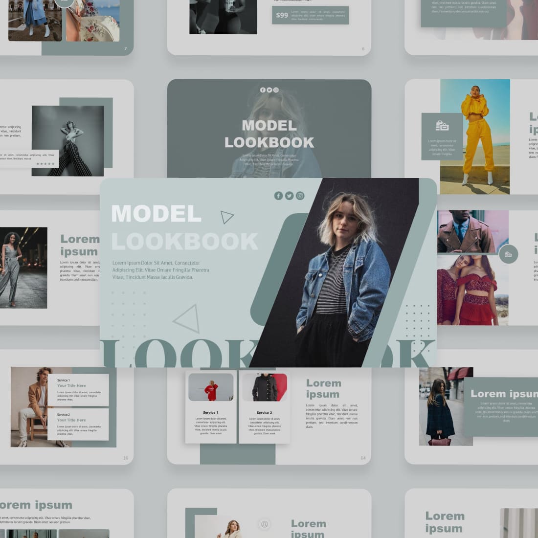 Model Lookbook Powerpoint Template cover.