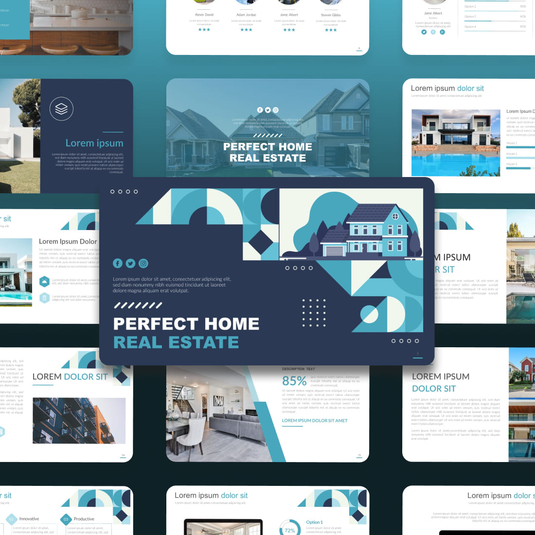 Perfect Home Real Estate Google Slides Theme cover.