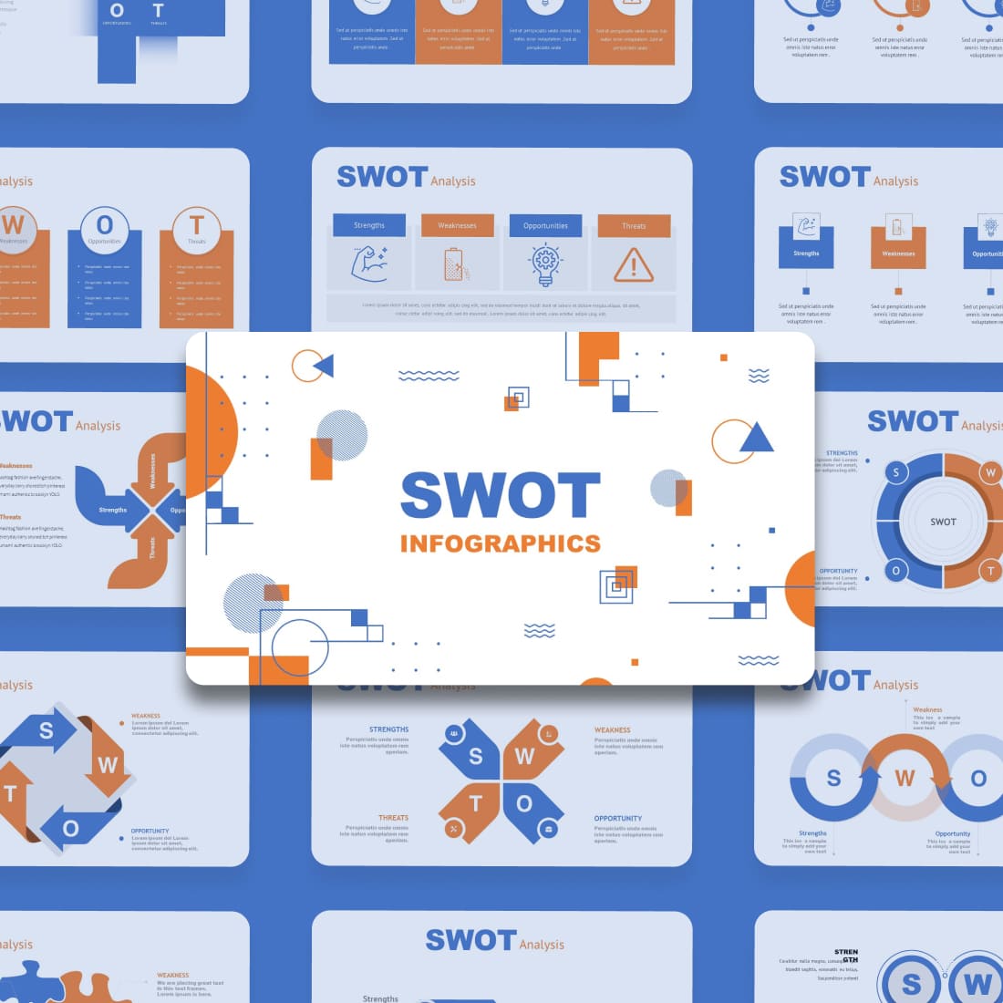 SWOT Analytics Keynote Template: 50 Slides cover.