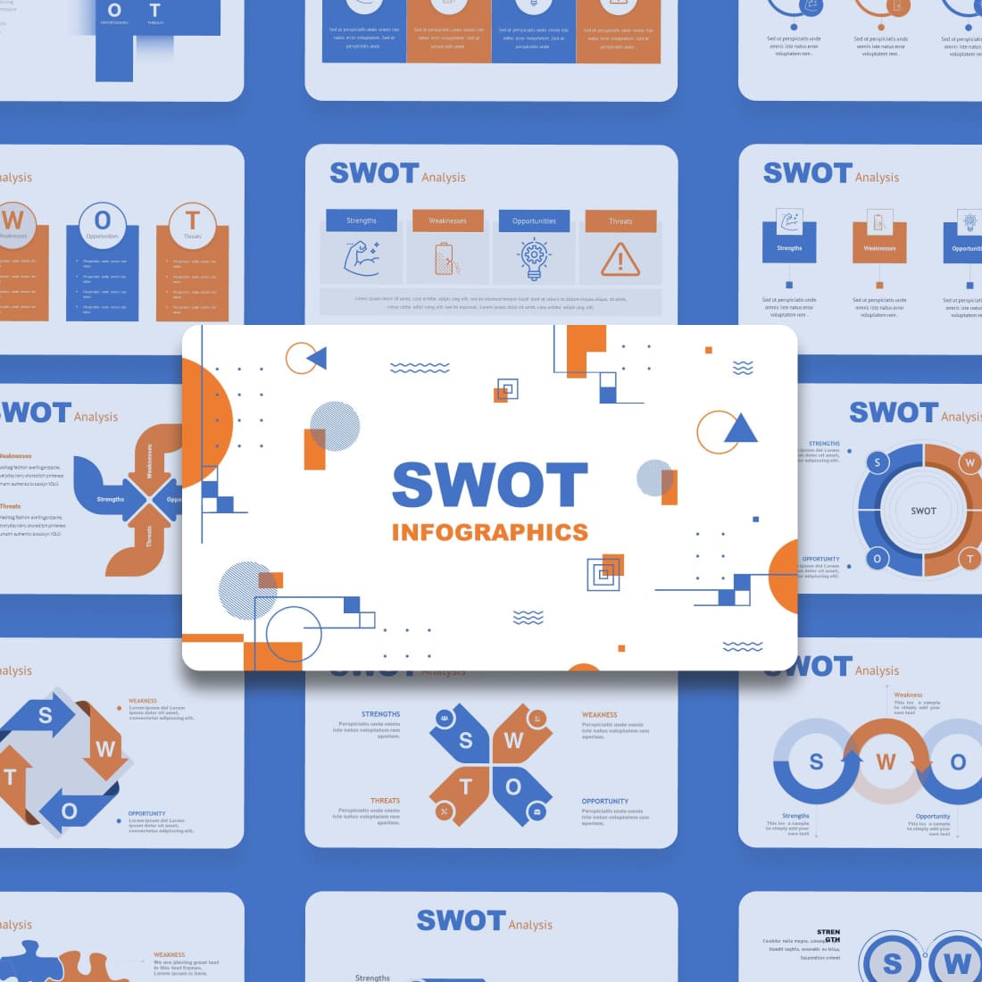 SWOT Analytics Powerpoint Template: 50 Slides cover.