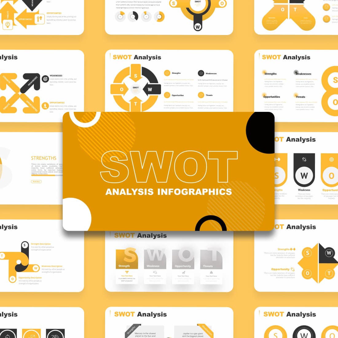 SWOT Urban Fashion Powerpoint Template: 50 Slides cover.