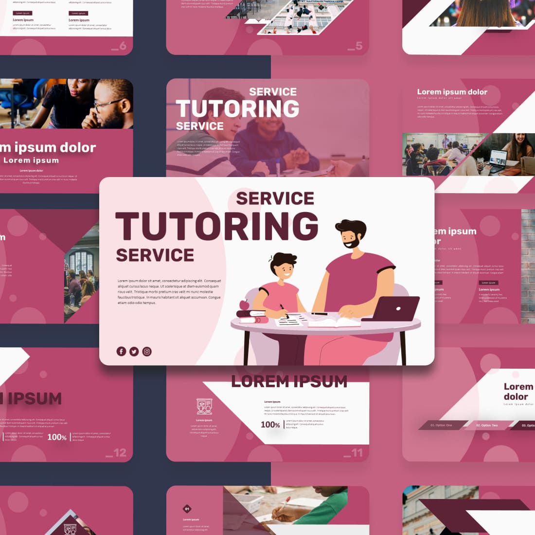 Tutoring Service Powerpoint Template: 50 Slides cover.