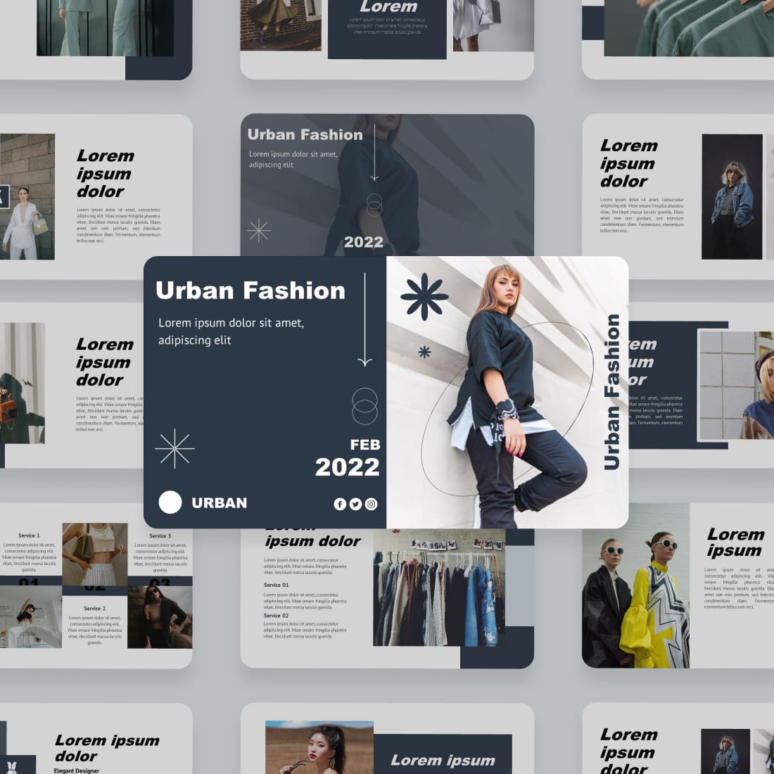 Urban Fashion Google Slides Theme cover.