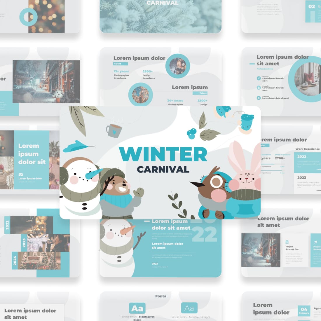 Winter carnival presentation template cover.