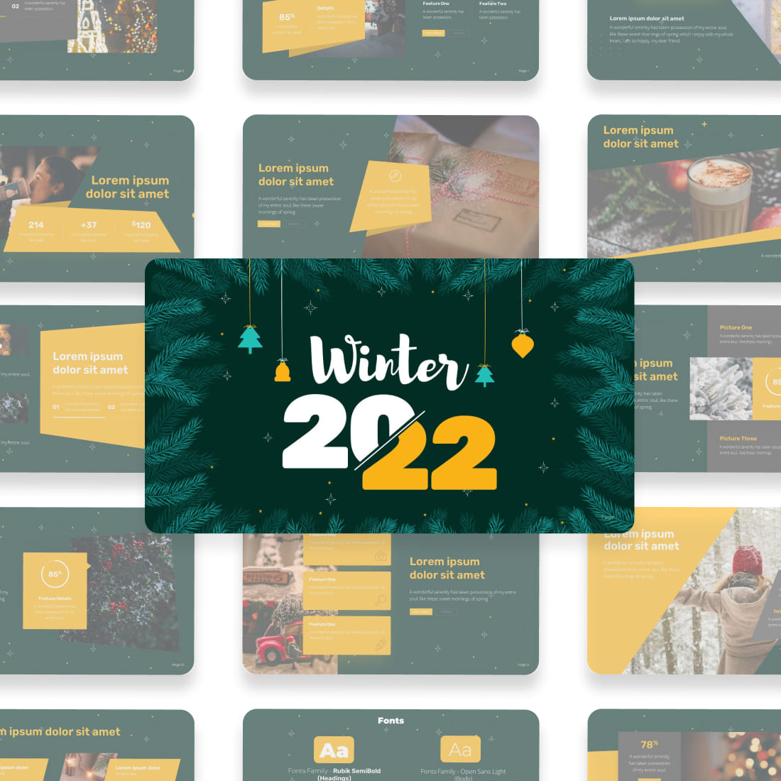 Winter Holidays Keynote Template cover.