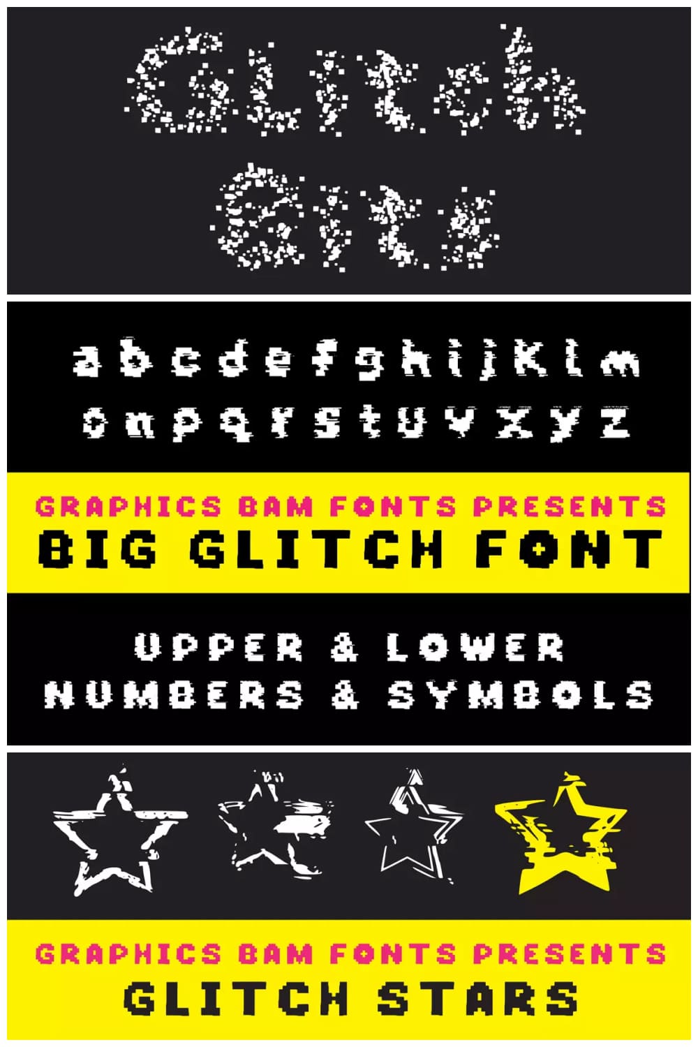 Mega Glitch Font Bundle – 39 Glitch Fonts & BONUSES.