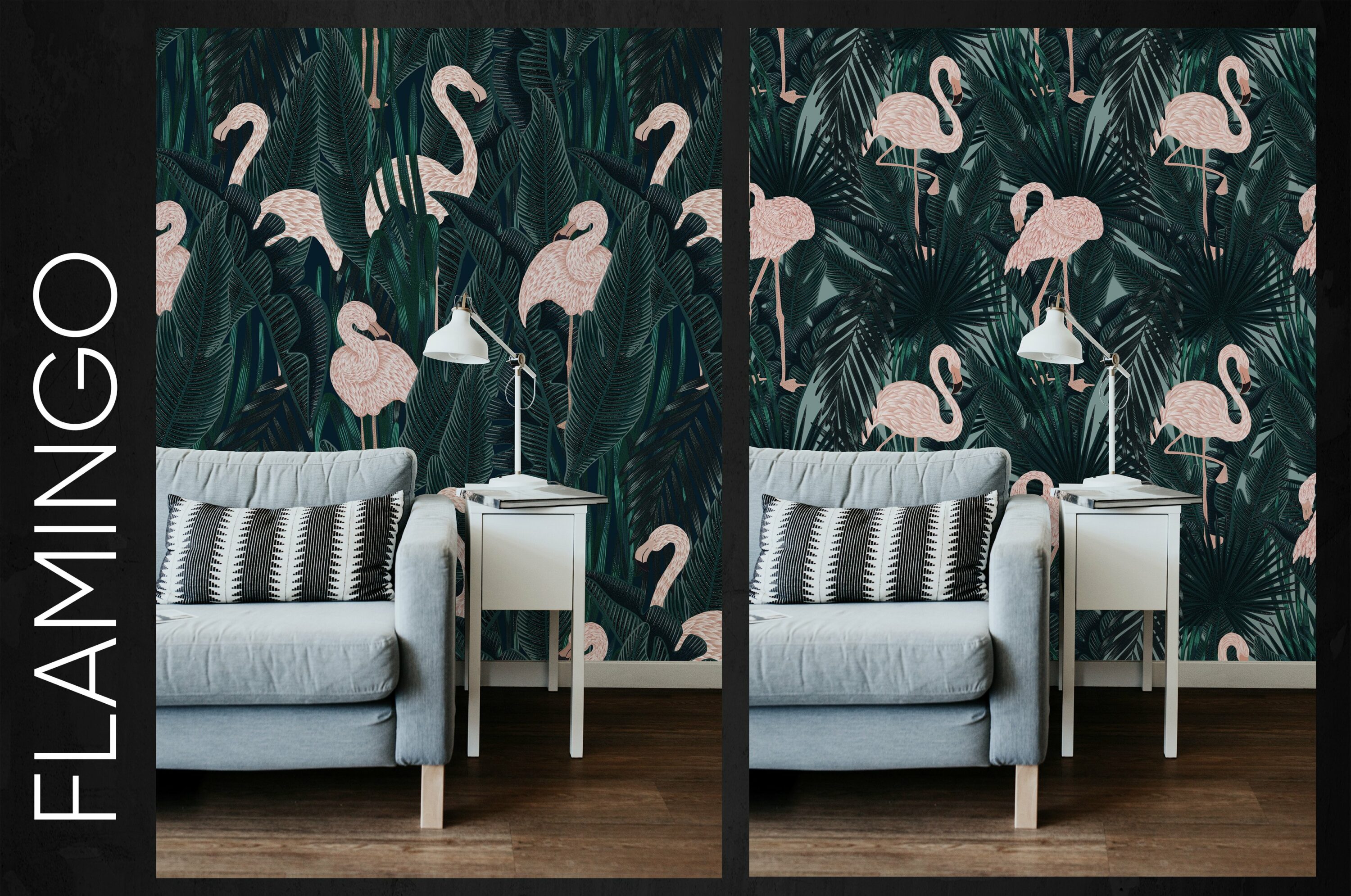 Flamingo wall paper for a stylish interior.