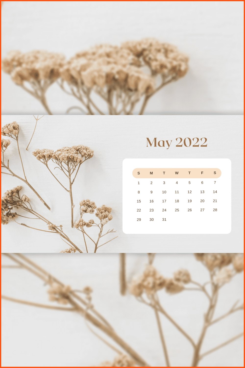 Beige Minimalist Calendar May .