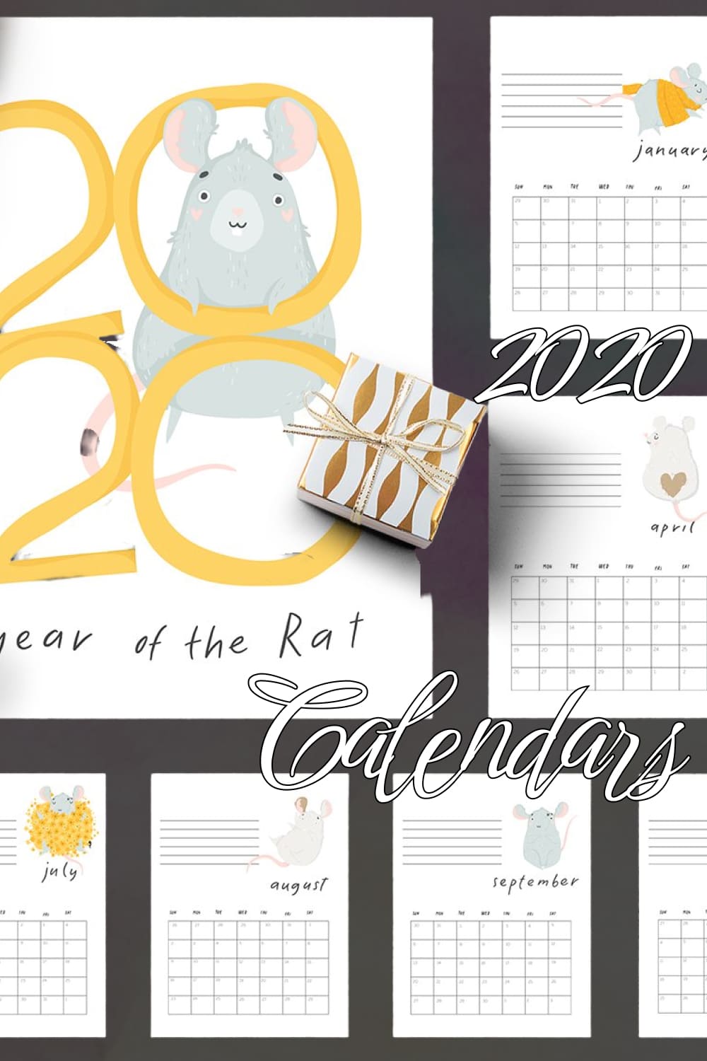 Cute Rat – 4 New Year 2020 Calendars - Pinterest image preview.