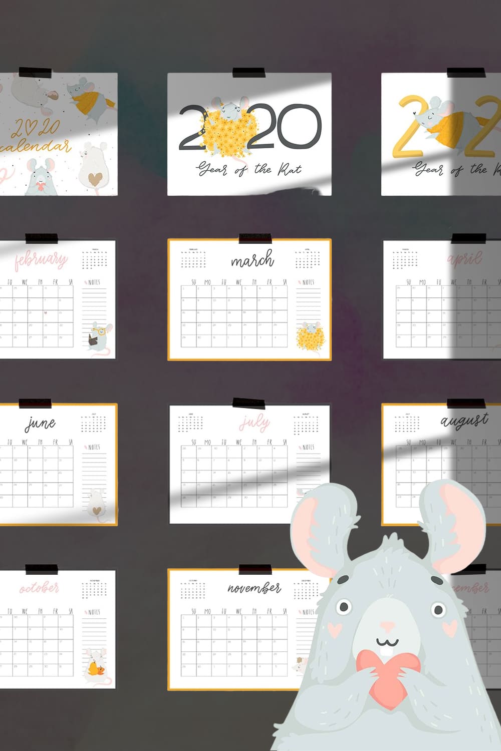 Decorate your home and workspace for coming New Year of Yellow Rat!
