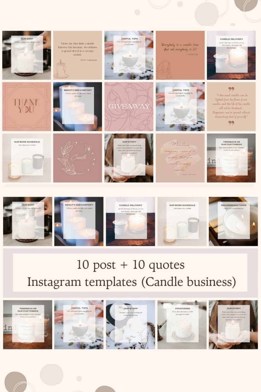 20 Candle business Instagram post templates pinterest image.