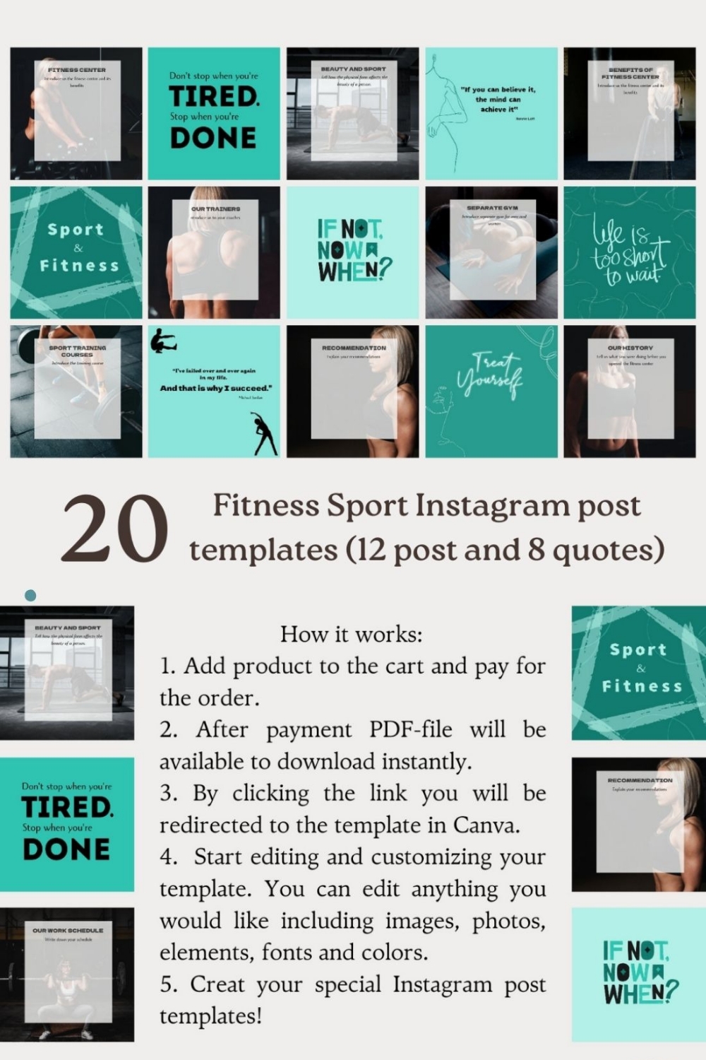 Fitness Sport Instagram Post Templates pinterest.