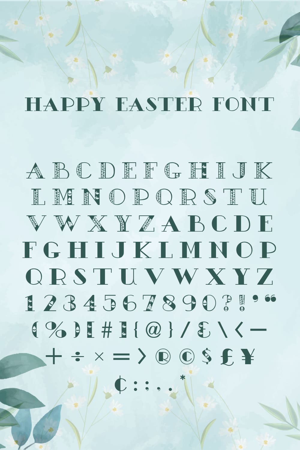 Cool funny easter font on a light green background.