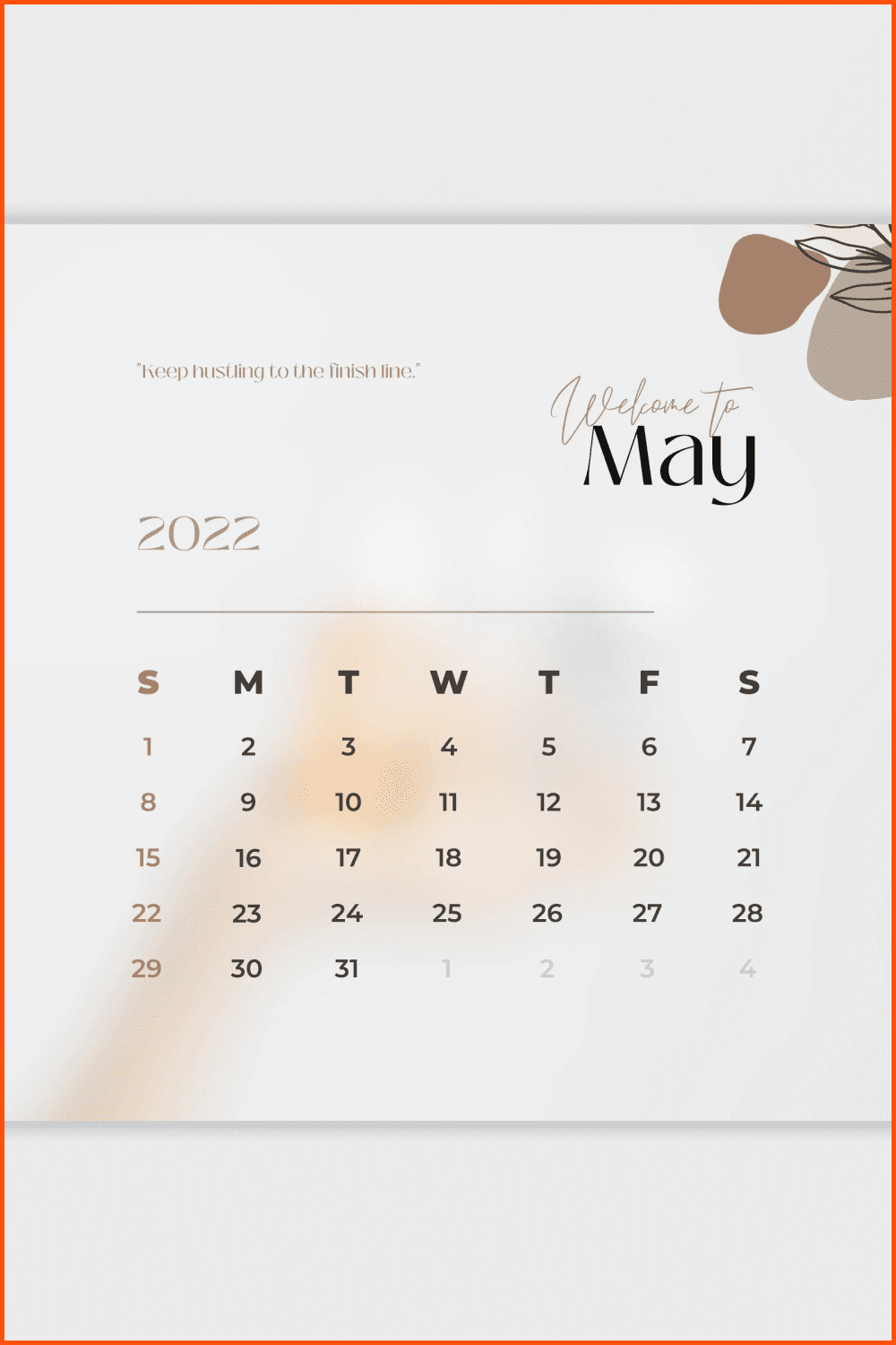 Creative Abstract calendar May 2022 printable.