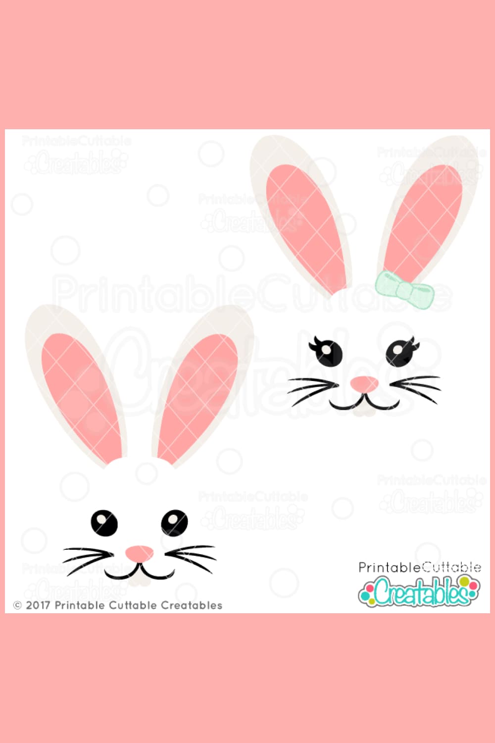 Girl & Boy Easter Bunny Face Free SVG Cut File.